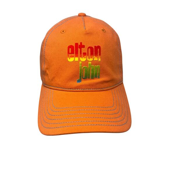 Elton John Hat Men's Adjustable One Size Orange Rainbow Logo Las Vegas New - Picture 3 of 10